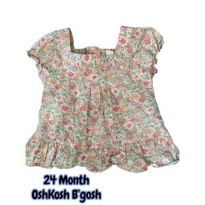 OshKosh B'gosh Toddler 24M Floral Blouse - Pink and Green Pastel Top